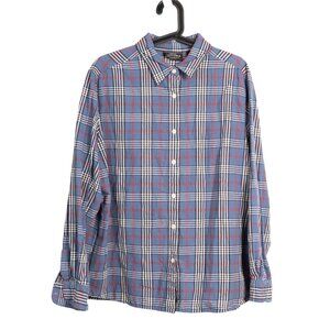Sonoma Y2K Plaid Button Up Shirt L Mens Dadcore Blue Red Cotton Classic Collared